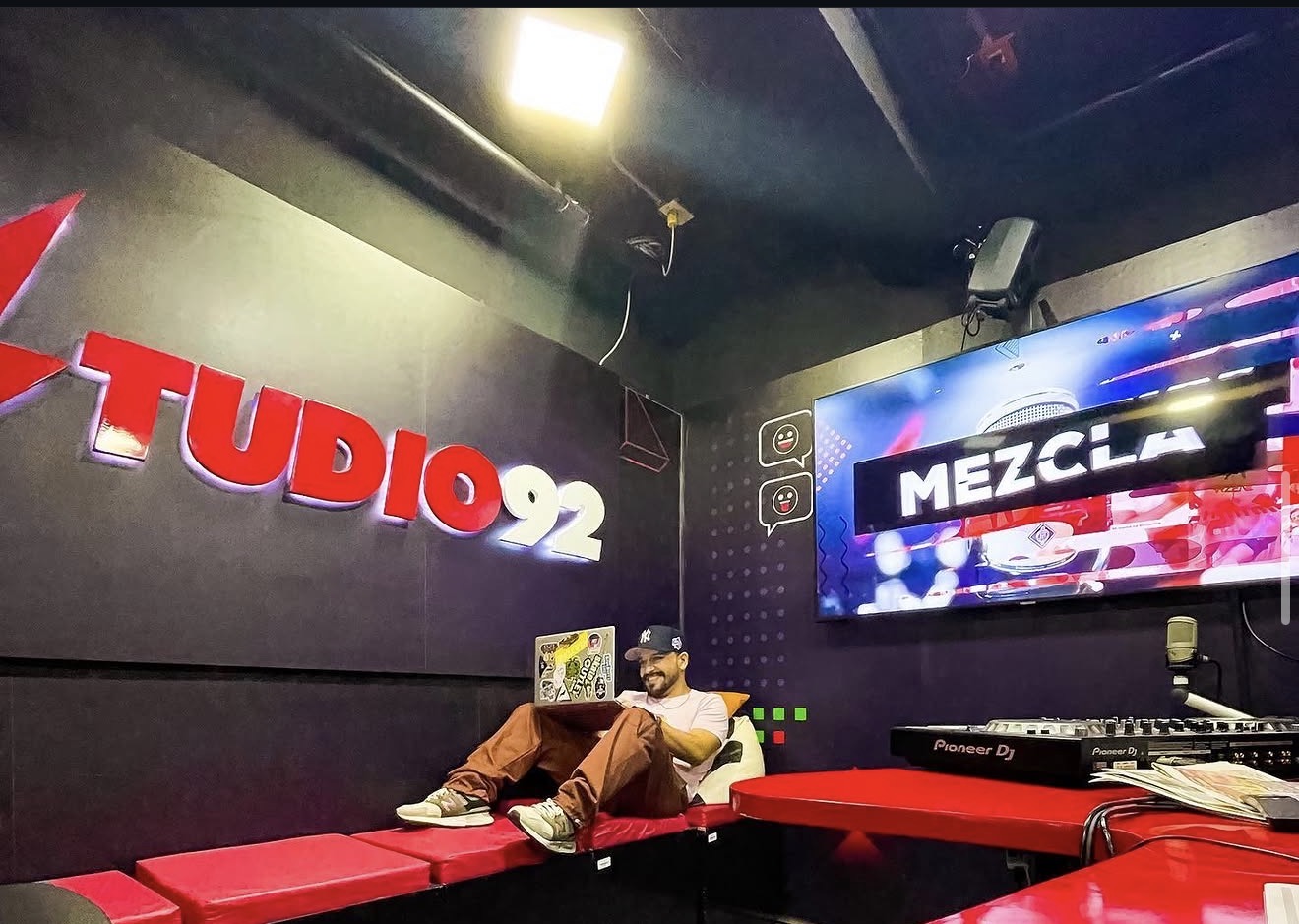 Yetro inside the Studio 92 radio studio